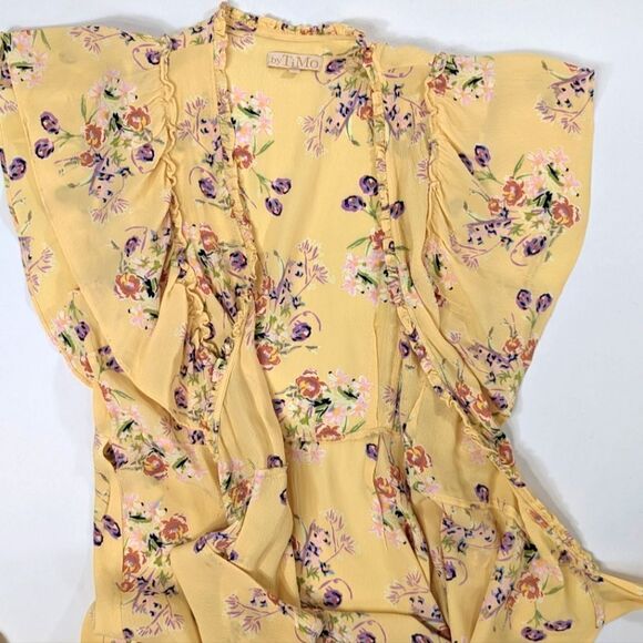 Yellow Flutter Sleeve Wrap Maxi Dress - Picture 5 of 10